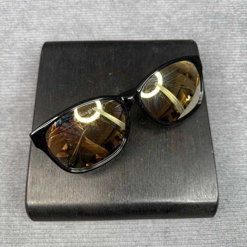 Sonia Rykiel Vintage Black Square Y2k Sunglasses 66-9501 Gold‎ Hardware